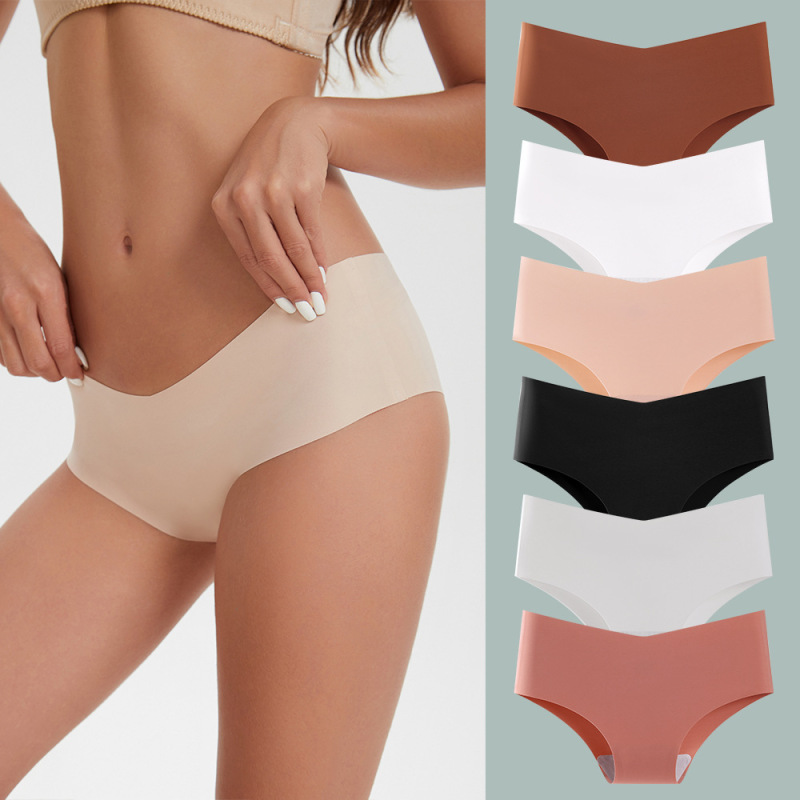 Cross-Border Large Size Seamless Underwear Women's Ice Silk New Amazon European and American Version Nylon Yoga Foreign Trade Women's Briefs