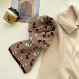 2022秋冬季新款针织围巾女韩版狗外搭加厚保暖百搭毛线护颈围脖