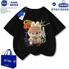NASA 漫画ラブブ純綿 Tシャツ半袖男の子と女の子夏の新しいラブブ半袖カジュアル中大型子供