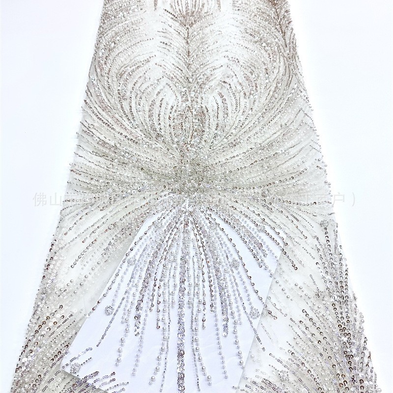 Vestido de boda estilo francés de moda cena festiva vestido de fiesta tela de encaje tela bordada