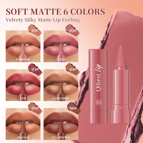 QIBEST cross-border long-lasting easy-to-color matte matte rotating lipstick pen natural waterproof lipstick lip liner makeup
