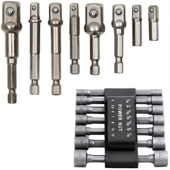 14pcs套筒扳手 六角柄螺丝套筒气动风批套头配8件套接杆套装