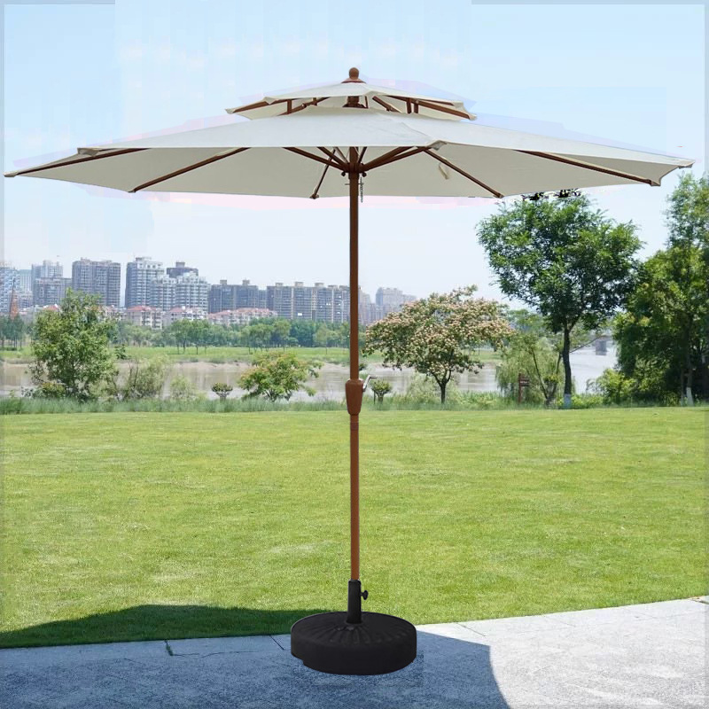 Sombrilla para exteriores, protección solar para patio, impermeable, para camping, ocio, 2.7M, doméstica, de doble techo, con manivela central, venta al por mayor.