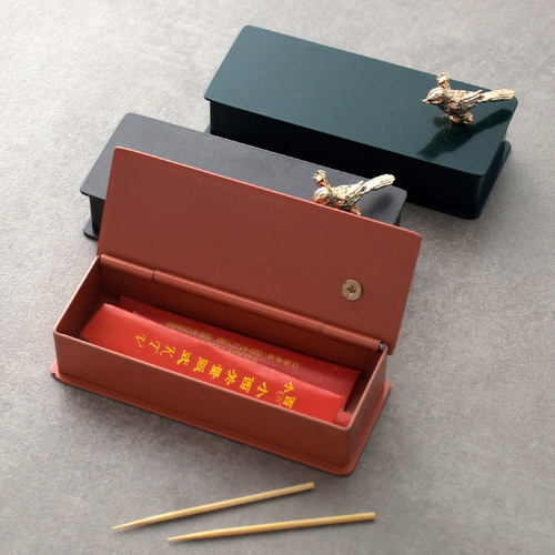 Home personalized creative living room light luxury toothpick box stainless steel living room restaurant hotel toothpick jar toothpick storage box