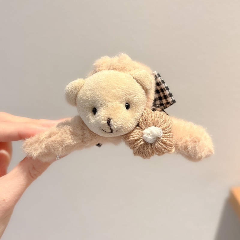 Clip de pelo coreano de peluche de invierno de cabeza de mujer gran clip de tiburón de caño y invierno clip de cabello de café clip de cabeza