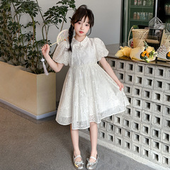 女童夏裝2024新款洋氣時髦大童新中式連衣裙兒童夏季國風公主裙子
