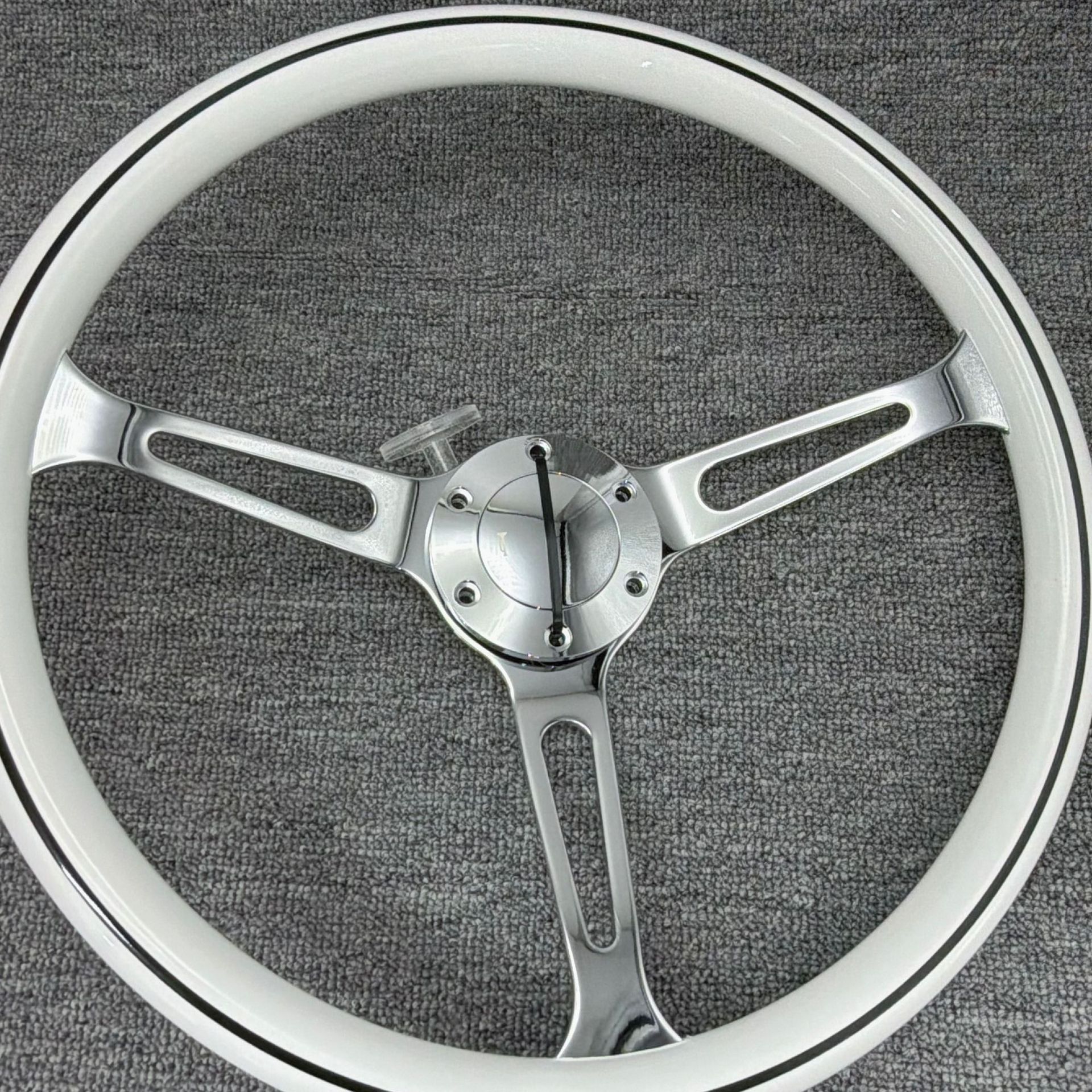 15inch White retro car steering wheel modification universal electroplated bracket ABS material racing steering