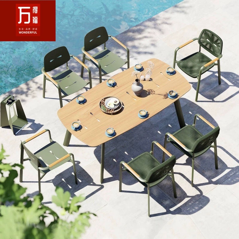 户外桌椅庭院别墅酒店露台花园阳台露台藤椅铝合金单椅阳台三件套