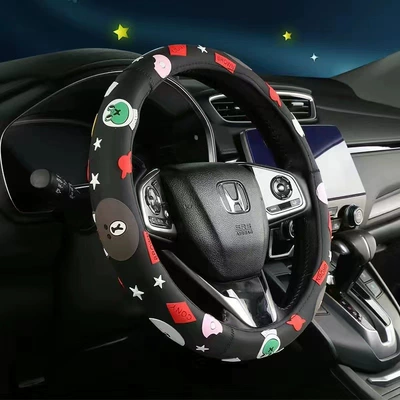 Steering wheel cover — Cute Women Cartoon Summer Four - dull-bear-black-38cm