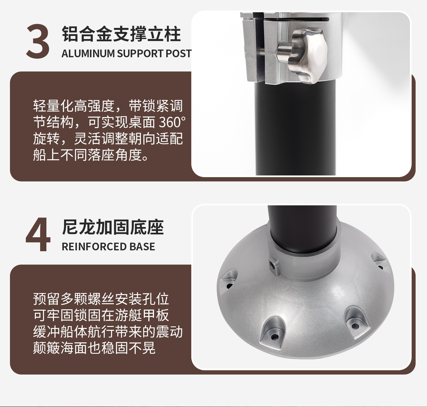KOETSU RV and Marine Accessories ABS Square Table Deck Coffee Table Boat Square Tea Table Yacht Table