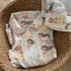 ドッグランドの襟折り ~ 秋に新しい! 新品100% 綿糸ソフトモチの少女心パジャマゆったりホームウェア