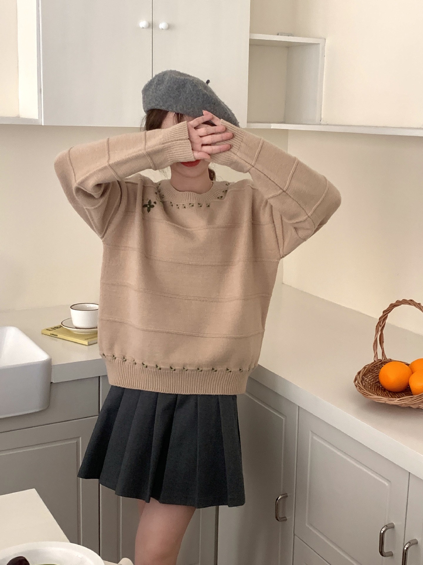 24 invierno Puyuan ropa de mujer 2024 nuevo otoño invierno estilo japonés retro dulce sensación de diseño bordado