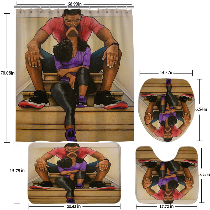 Set di tende da doccia in tinta unita, pittura a olio minimalista, tenda da doccia in tessuto Asia primavera bagno, senza punzonatura_voghion.com