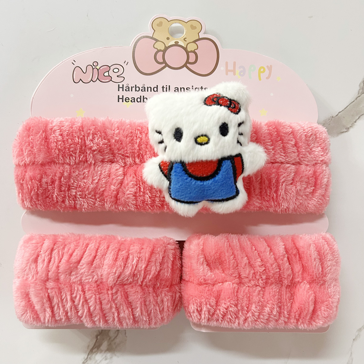 Banda de cabello de moda con tarjeta de papel dulce decoración de animales pequeños de peluche de lavado banda de cabello de dibujos animados correa de muñeca tridimensional