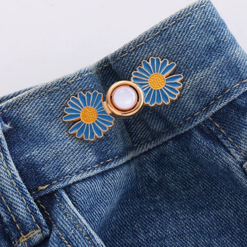 Nail-Free Removable Waist Buckle Pair, Flat-Bottom Seamless Buttons for Pants & Skirts, Assorted Designs