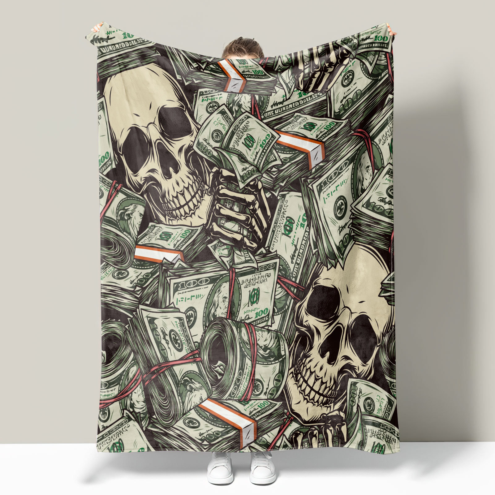 Cross-border 3D Printed Flannel Blanket Thickened Double Blanket Air-conditioning Blanket Baby Blanket Bed Blanket Skull 1