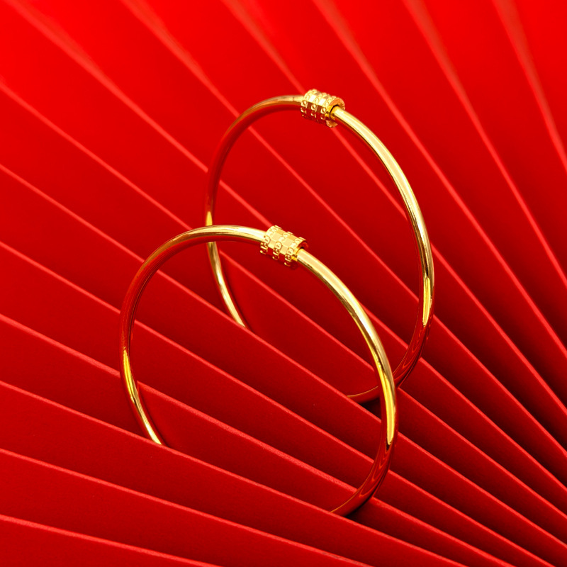 Slim Waist Gold-Plated Bracelet, Stackable Brass Jewelry, Shiny Gold Finish, Light Luxury, High-End Feel, Minimalist Style, One-Piece Wholesale