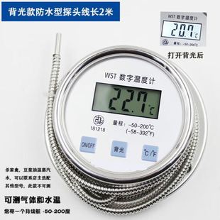 Digital Display Thermometer Wst/Dtm491 High-Precision Acid-Base Water Temperature Meter Thermometer Stainless Steel Thermometer Belt