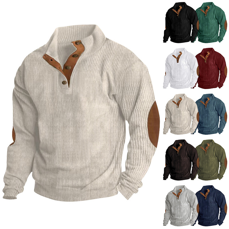 2024 Cross-Border Hot-Selling Spring & Fall European Size Men's 5XL Casual Stand-Up Collar Long-Sleeved Corduroy Sweatshirt in Stock 2024 Cross-Border Hot-Selling Spring & Fall European Size Men's 5XL Casual Stand-Up Collar Long-Sleeved Corduroy Sweatshirt in Stock