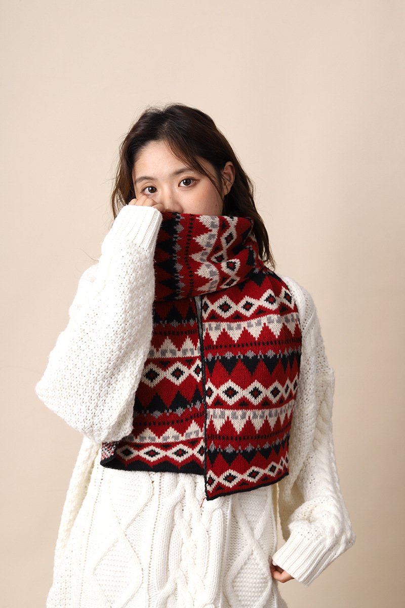 Sciarpa femminile in lana boema ispessita migliorata, stile etnico Xizang, sciarpa autunnale e invernale_voghion.com