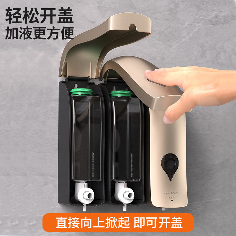 Dispensador de jabón para hotel, montado en la pared, sin perforaciones, tipo pulsador, dispensador de champú y gel de ducha, dispensador de jabón en botella, venta al por mayor transfronteriza