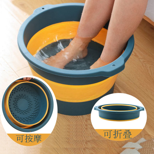 Huisi foot bath bucket foot bath household portable massage bucket artifact plastic retractable foot bath basin folding foot bath basin