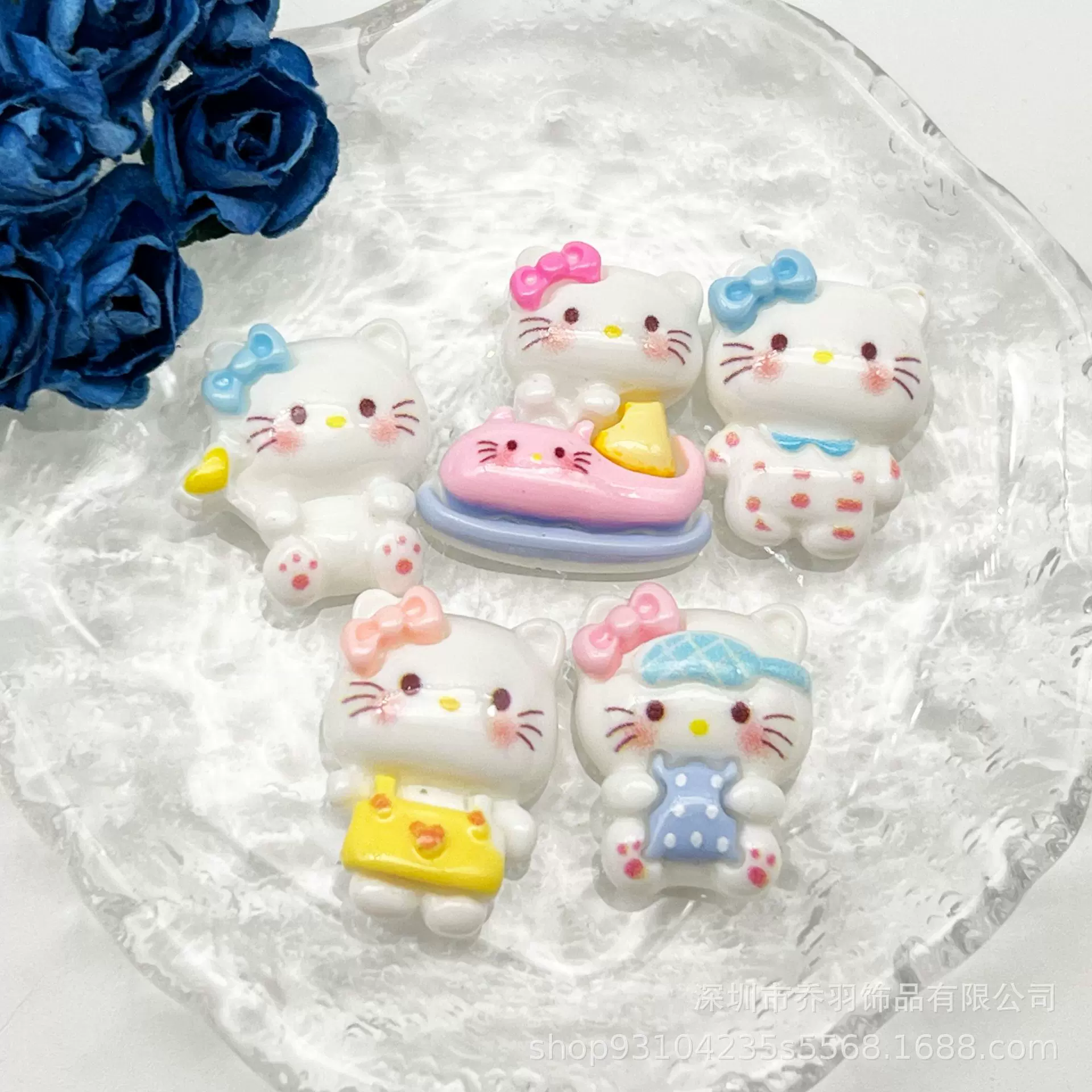 卡通亮面猫咪发夹头饰 diy奶油胶手机壳水杯装饰树脂小配件贴片