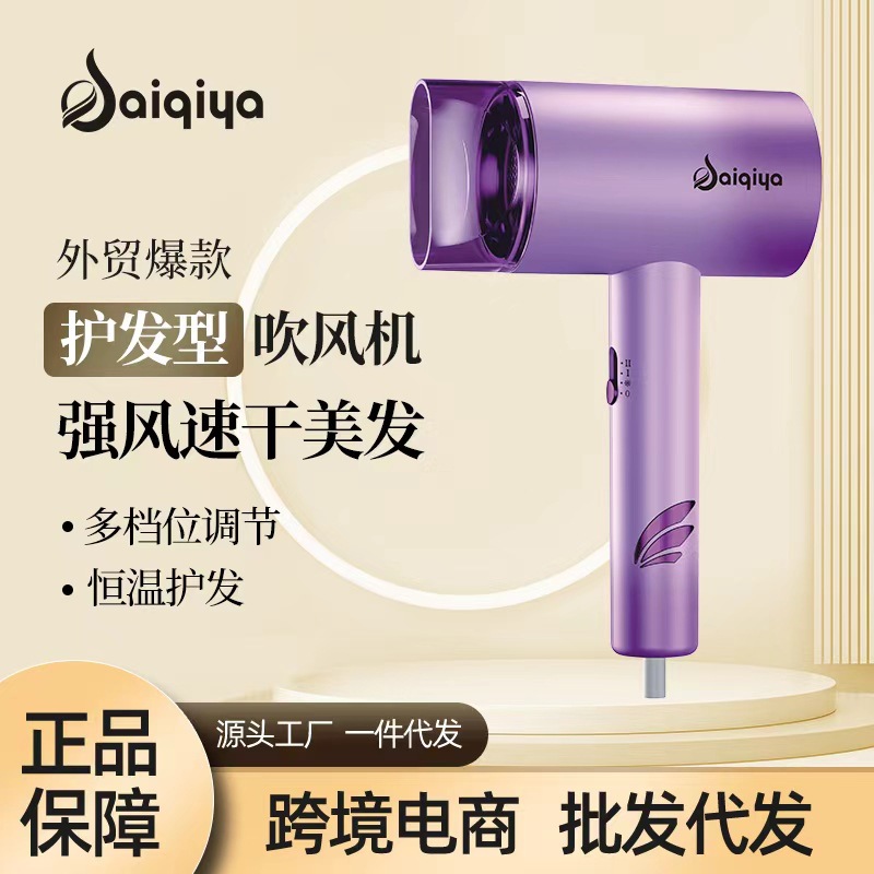 Seco de pelo eléctrico transfronterizo fuente de fábrica plegable de alta velocidad de rotación salón de pelo de iones azules doméstico gran secador de pelo de viento image 3