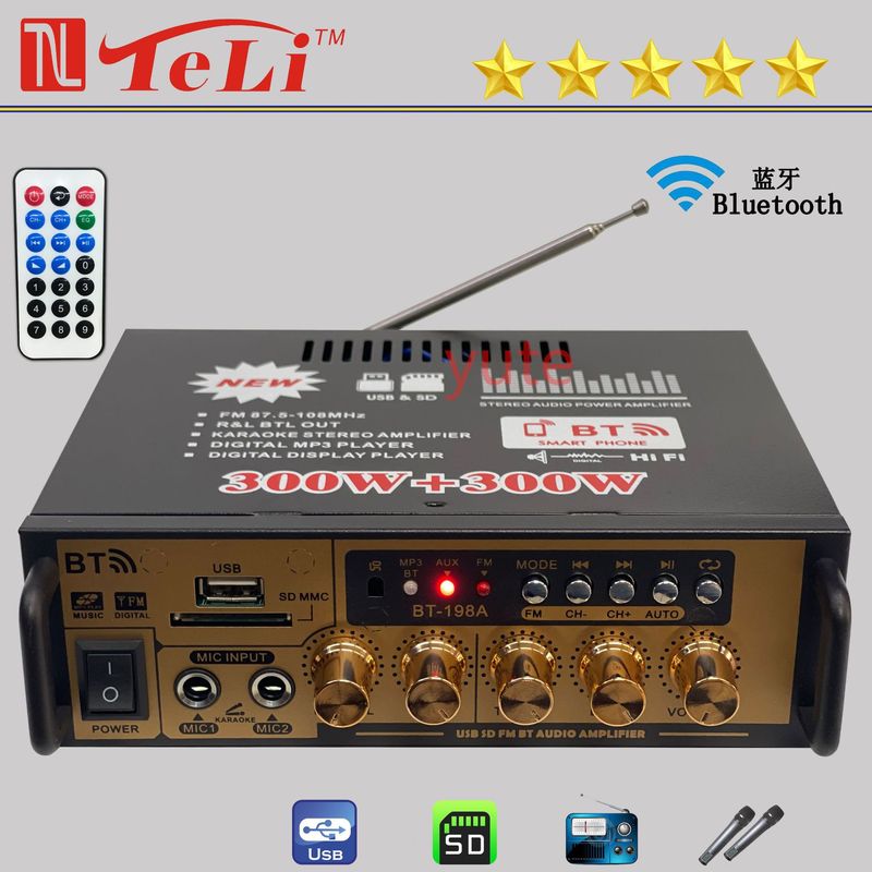 新型bluetooth機能再生機家庭用ミニアンプ220v 12vボルト両用ラジオ機能再生機|undefined