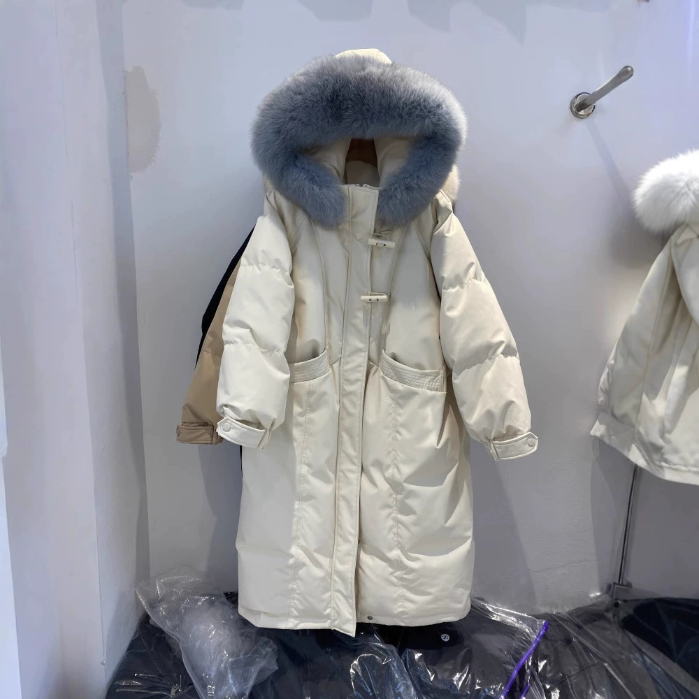 Куртка-пуховик, тренч, mid-length, oversize, увеличенная толщина, макси длина