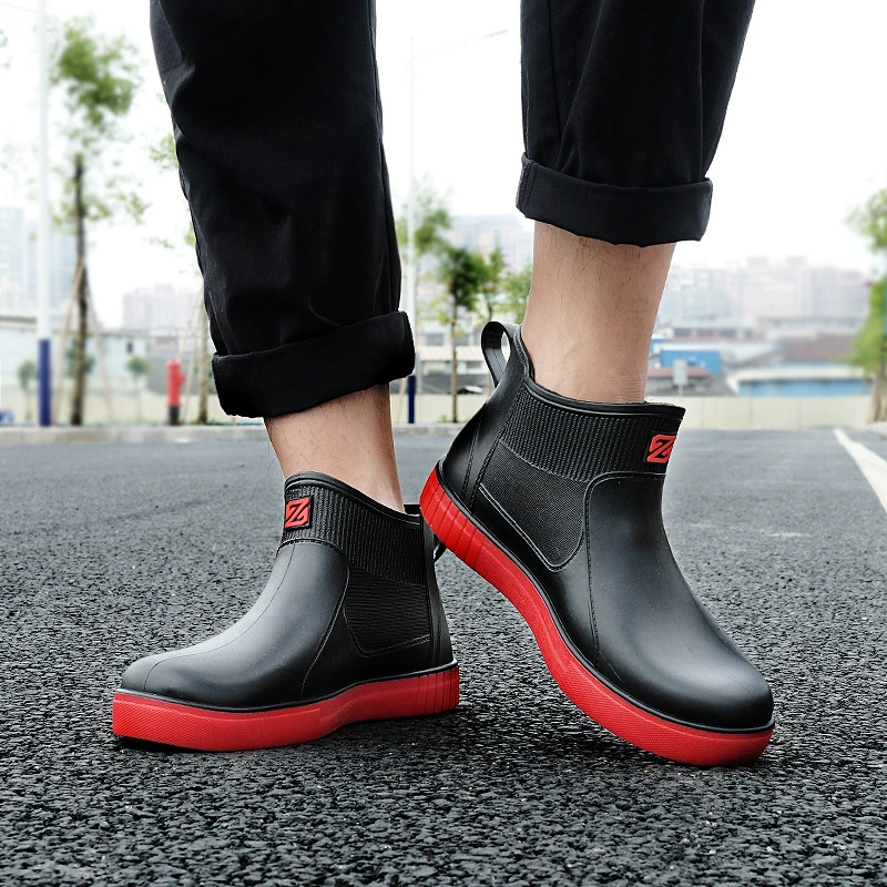 Летние мужские резиновые сапоги, непромокаемые сапоги с короткой трубкой, нескользящая непромокаемая обувь, мужские модные галоши, кухонная легкая Резиновая обувь с низким верхом