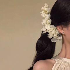 梨白柔香超仙清冷感白色花朵香蕉夹后脑勺抓夹发卡淡雅紫罗兰发夹
