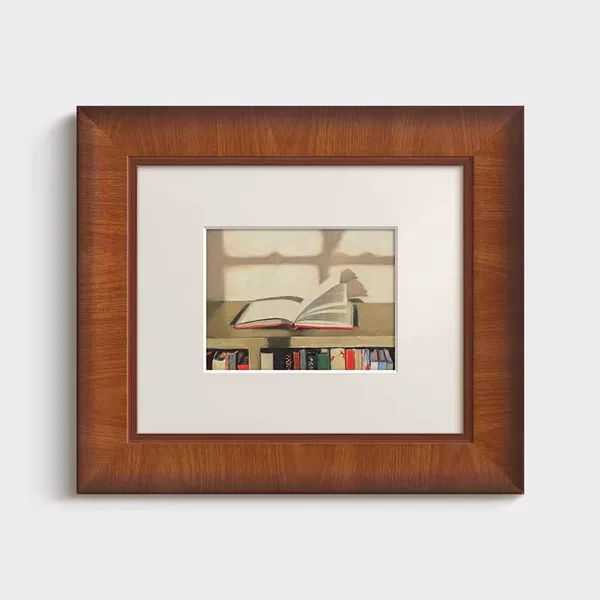 Type A - light brown wood grain solid wood frame + cardboard + plexiglass