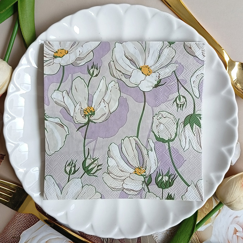 Factory in stock cross-border plant flower square paper disposable napkin birthday party paper towel printed napkin