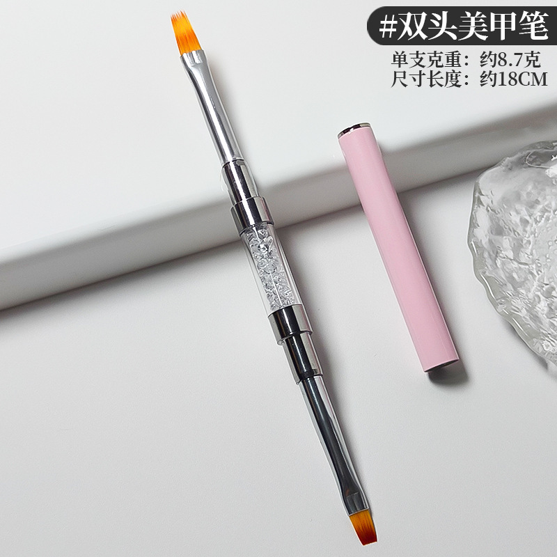 ピンクの双頭ネイルペン両用金属棒ネイル画花線引きペン|undefined