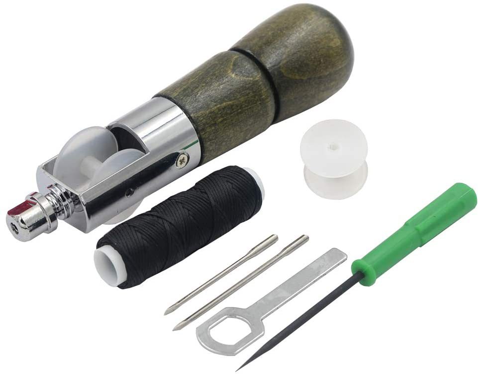 Nueva máquina de coser a mano de poder DIY artesanía de cuero curtido vegetal herramienta de costura punzón palo de corte de diamante máquina de coser a mano hilo