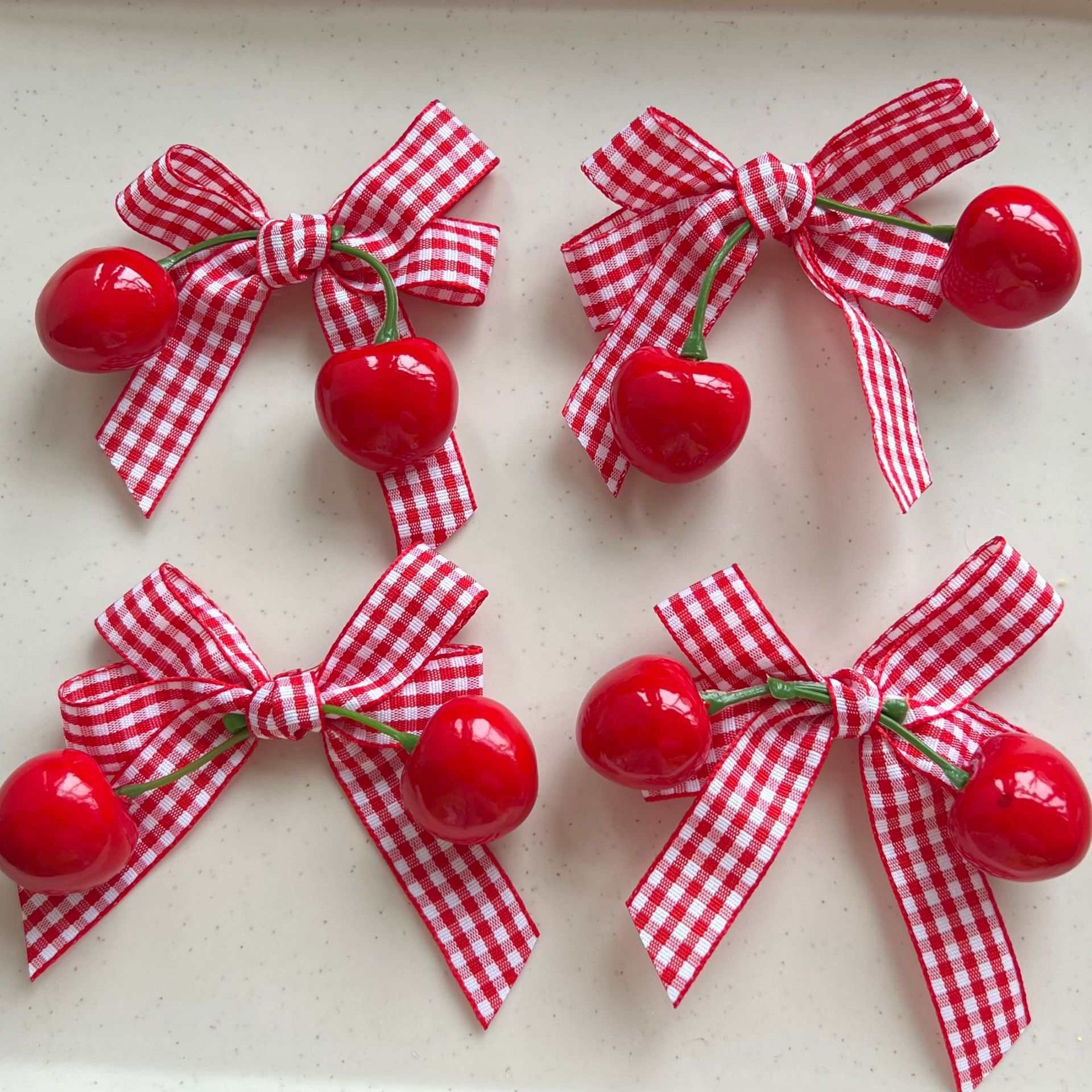 Accesorios DIY de Moño y Cereza de Tela Hecho a Mano para Manualidades DIY image 3