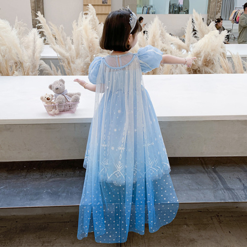 Summer 2024 New Frozen Elsa Dress for Girls, Elegant Princess Style Children's Dress for Children's June 1st Performance Formal Dress