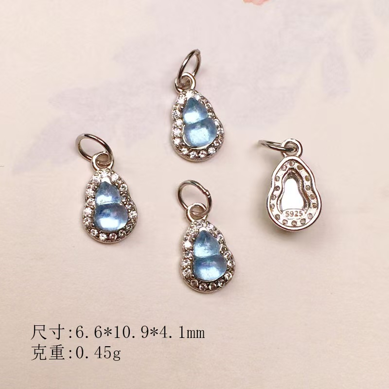 Natural tourmaline diamond-encrusted gourd s925 silver-plated through-hole accessories bracelet string decoration diy handmade spacer beads semi-finished products