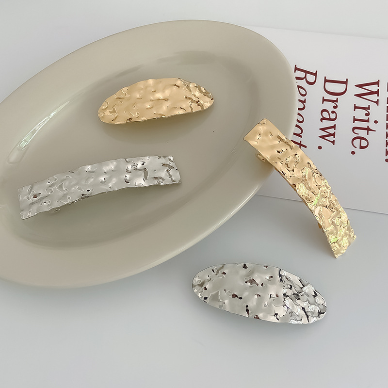 Alloy Material Women's Streetwear Oval Rectangle Alloy Handmade Hair Clip
