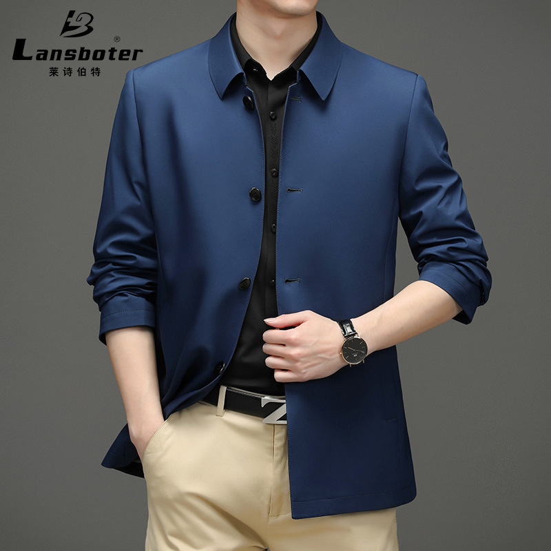 high quality Simple All-match Spring and Autumn Thin Lapel Jacket Men's Business Casual Jacket Executive Jacket