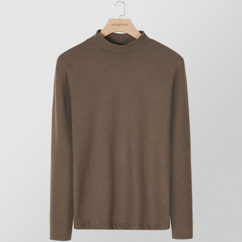 半高襟の底のシャツの男性式のベルベットの中襟の中に上着の男性の長袖のtシャツの底の服の男性の冬を掛けます。