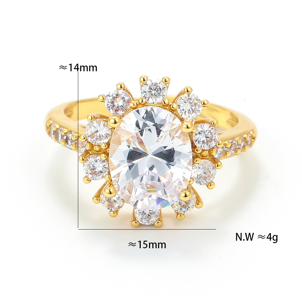 Copper Material Geometric Pattern Wholesale Jewelry Full Diamond Sunflower Copper Ring Nihaojewelry