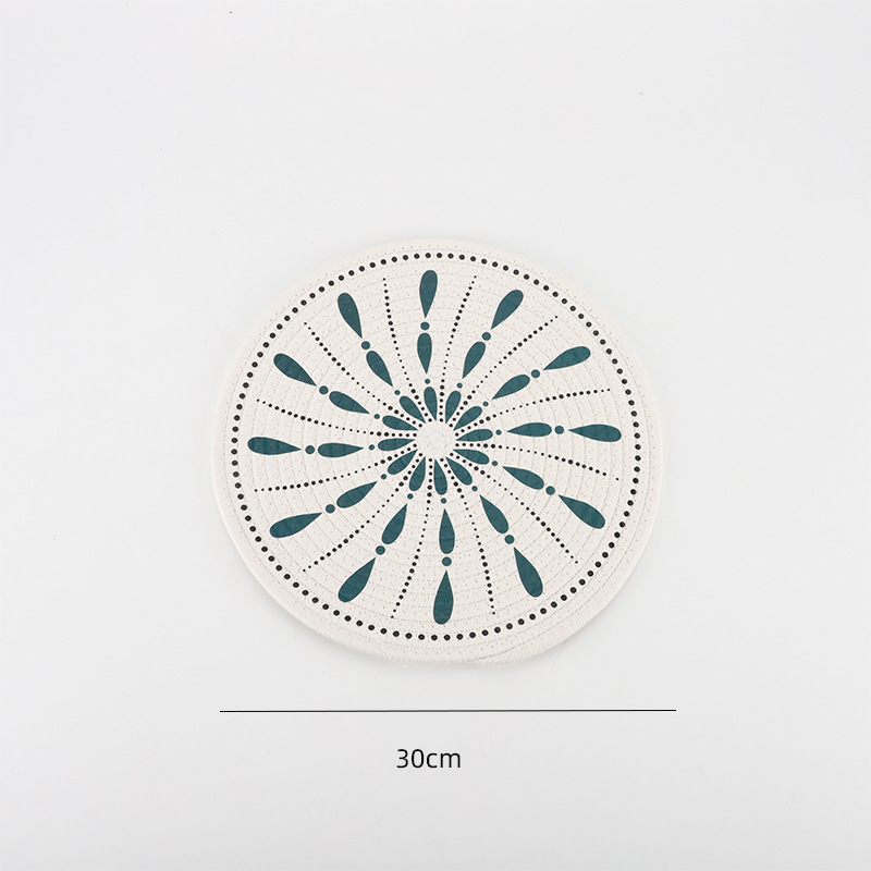 Cojín de paja transfronteriza tela de algodón impresa cojín de taza tejido a mano cojín casero de corteza de maíz cojín de mesa aislante térmico a prueba de quemaduras