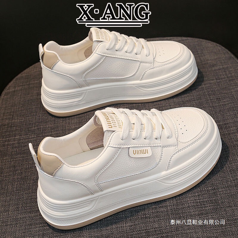 First-Layer Cowhide Thick-Soled White Shoes Women's Sneakers 2025 New Autum Shoes Women's Versatile Casual Sports Shoes