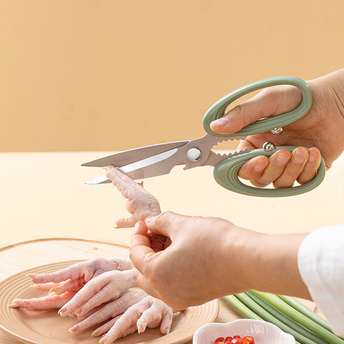 Kitchen scissors, household multi-functional scissors, dormitory food, barbecue bones, fish killing stainless steel strong chicken bone scissors