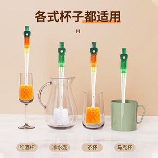 Five-in-one Multi-functional long handle Cup brush thermos bottle nipple straw brush water cup kettle bottle cup lid brush