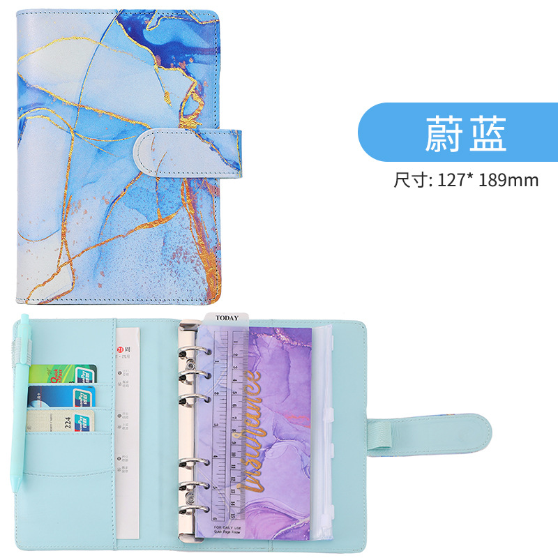 En stock transfronterizo A6 Carpeta de hojas sueltas Diario Libro marmoleado PU cuero efectivo presupuesto Personalización de cuaderno de hojas sueltas
