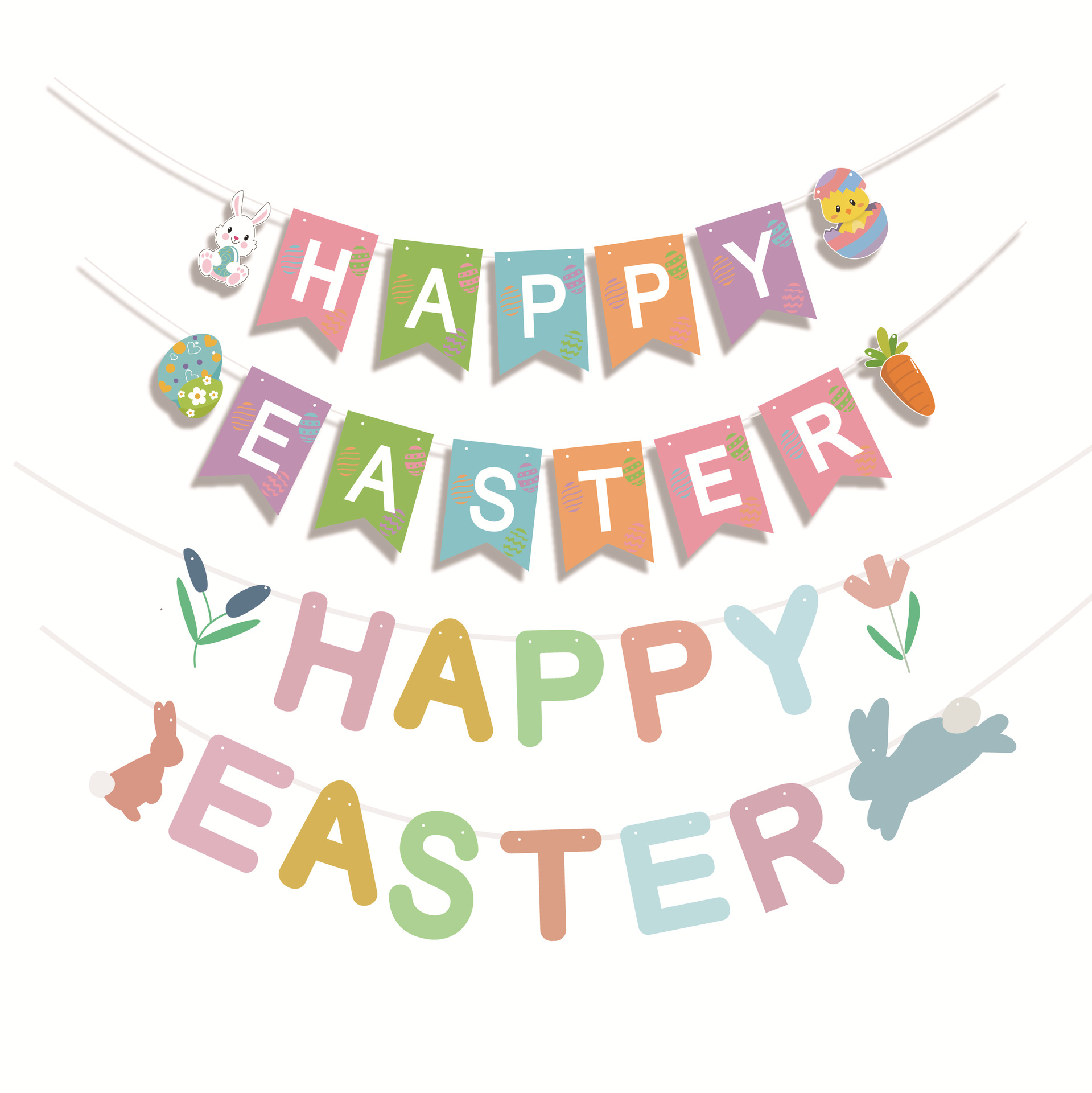 Easter Themed Party Decoration Supplies Rabbit Egg Spiral Hanging Card Set Hanging Card Pendant Holiday Supplies