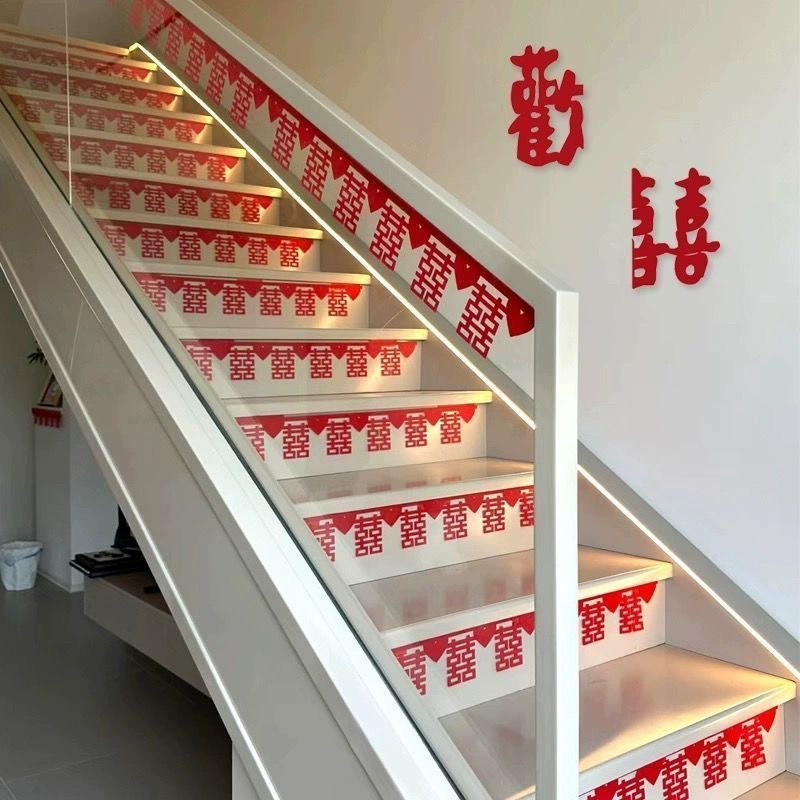 Свадебная комната украшение лестницы костюм мужской свадебный Новый макет дома перила шаг Xi наклейки с персонажами свадебные принадлежности